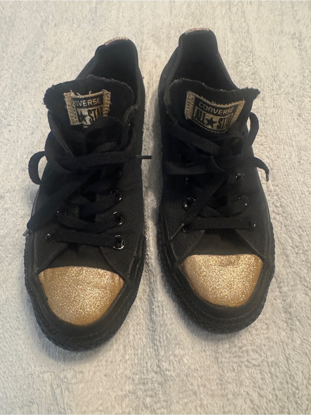 Converse Black Sneakers with Gold Glitter Toecaps